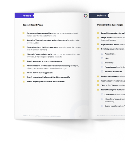 preview of 123-point eCommerce website optimization and CRO checklist