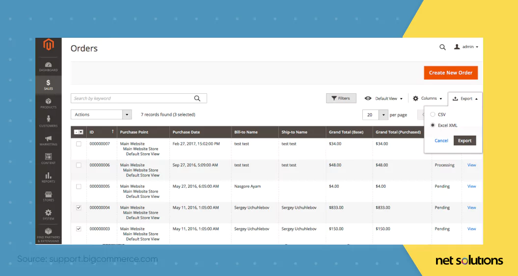 Manually Export Orders from Magento