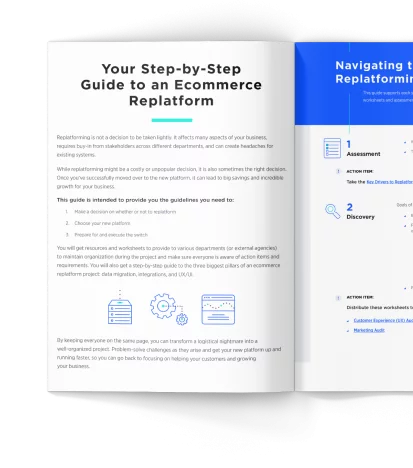 content preview of the step-by-step guide to eCommerce replatforming