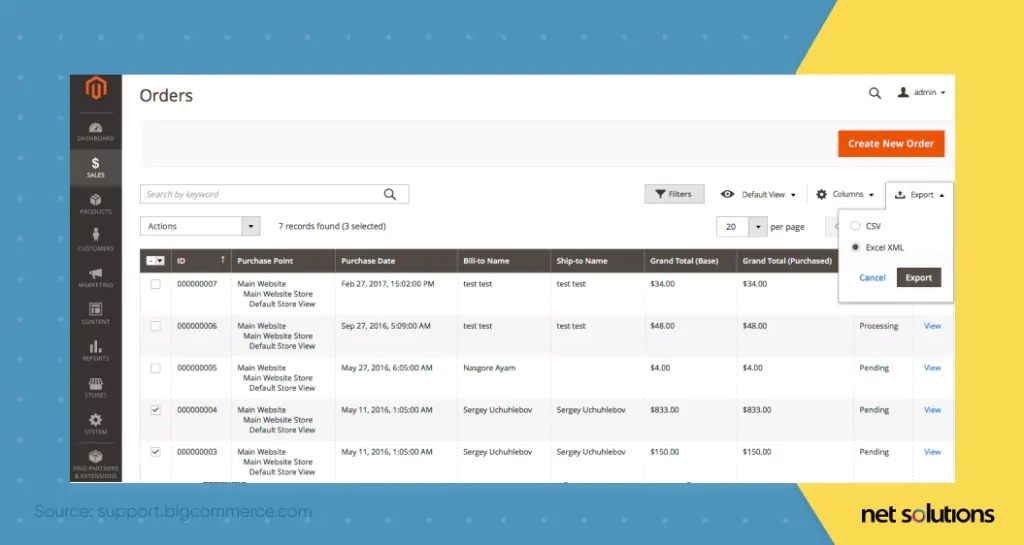 Manually Export Orders from Magento