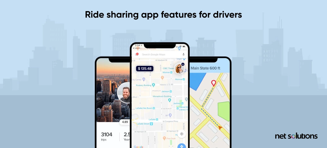 Ride sharing app features for drivers